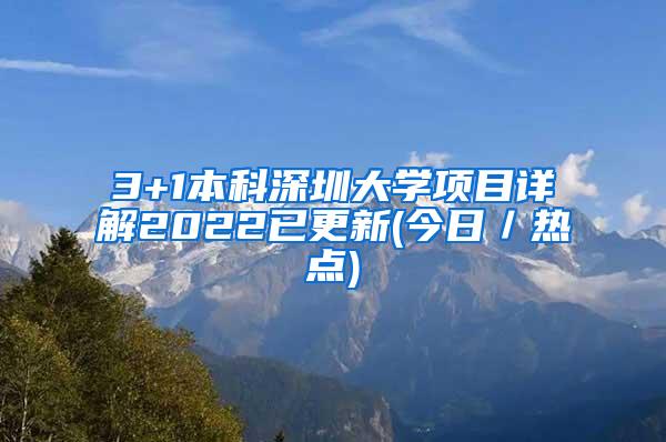 3+1本科深圳大学项目详解2022已更新(今日／热点)