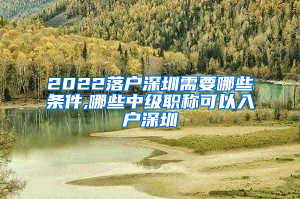 2022落户深圳需要哪些条件,哪些中级职称可以入户深圳