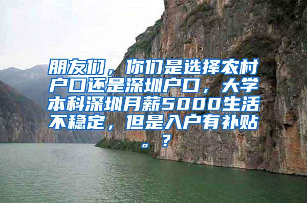 朋友们，你们是选择农村户口还是深圳户口，大学本科深圳月薪5000生活不稳定，但是入户有补贴。？