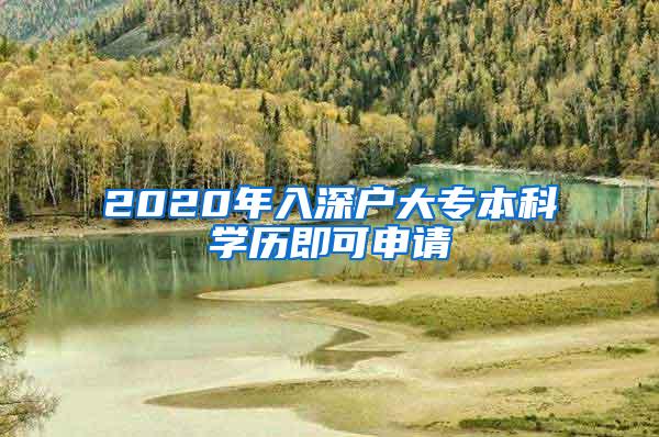 2020年入深户大专本科学历即可申请