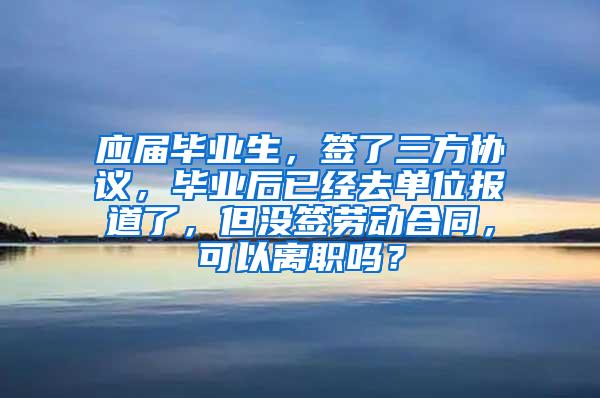 应届毕业生，签了三方协议，毕业后已经去单位报道了，但没签劳动合同，可以离职吗？