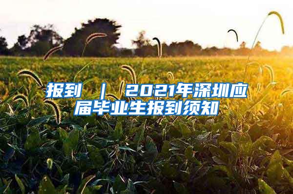 报到 ｜ 2021年深圳应届毕业生报到须知