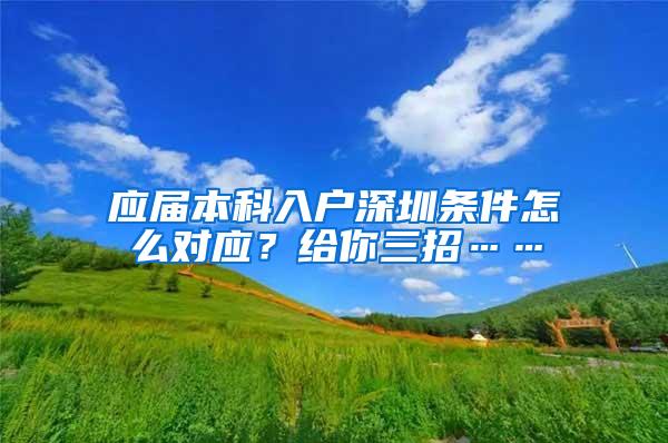 应届本科入户深圳条件怎么对应？给你三招……