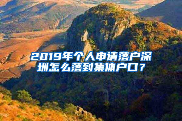 2019年个人申请落户深圳怎么落到集体户口？