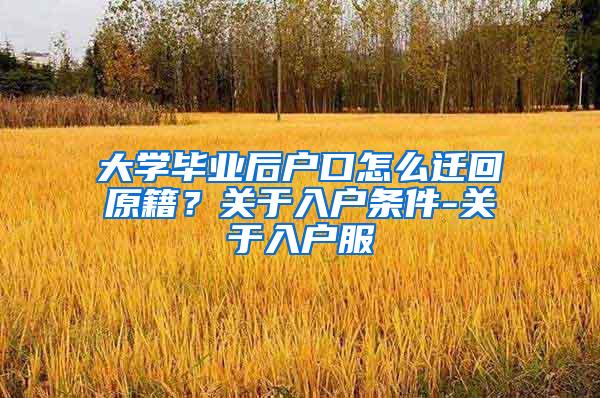 大学毕业后户口怎么迁回原籍？关于入户条件-关于入户服