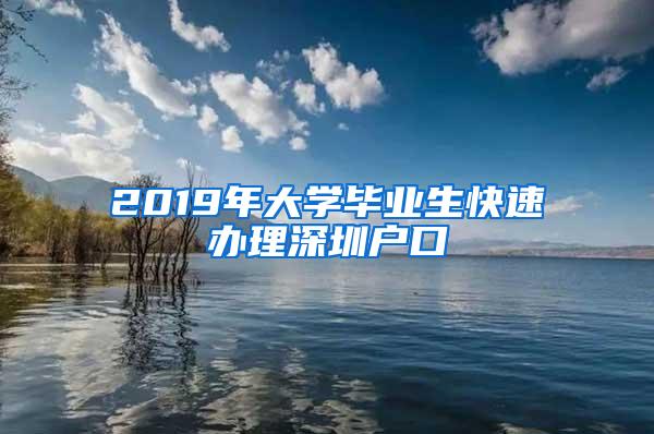 2019年大学毕业生快速办理深圳户口