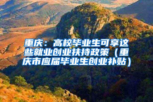 重庆：高校毕业生可享这些就业创业扶持政策（重庆市应届毕业生创业补贴）