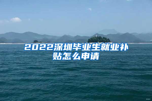 2022深圳毕业生就业补贴怎么申请