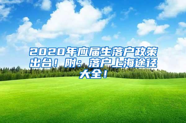 2020年应届生落户政策出台！附：落户上海途径大全！