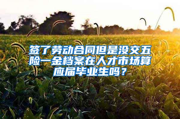 签了劳动合同但是没交五险一金档案在人才市场算应届毕业生吗？