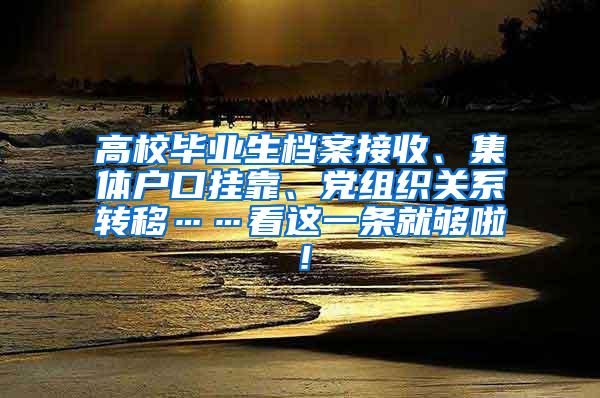 高校毕业生档案接收、集体户口挂靠、党组织关系转移……看这一条就够啦！