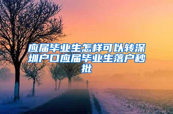 应届毕业生怎样可以转深圳户口应届毕业生落户秒批