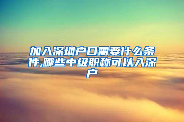 加入深圳户口需要什么条件,哪些中级职称可以入深户