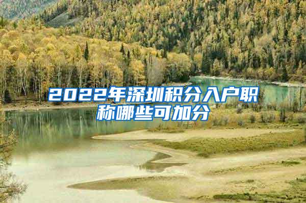 2022年深圳积分入户职称哪些可加分