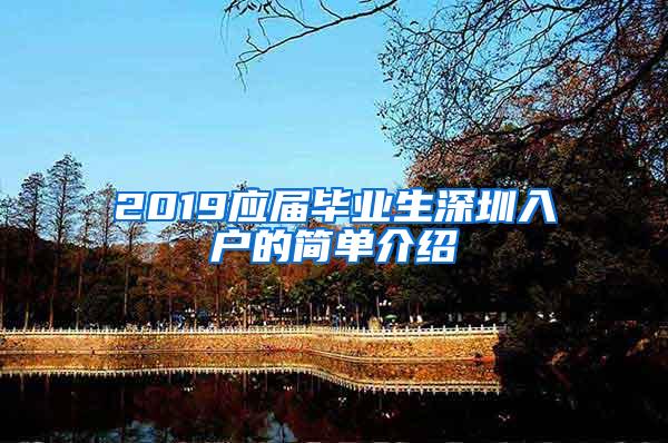 2019应届毕业生深圳入户的简单介绍