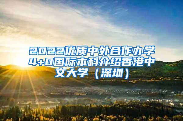 2022优质中外合作办学4+0国际本科介绍香港中文大学（深圳）