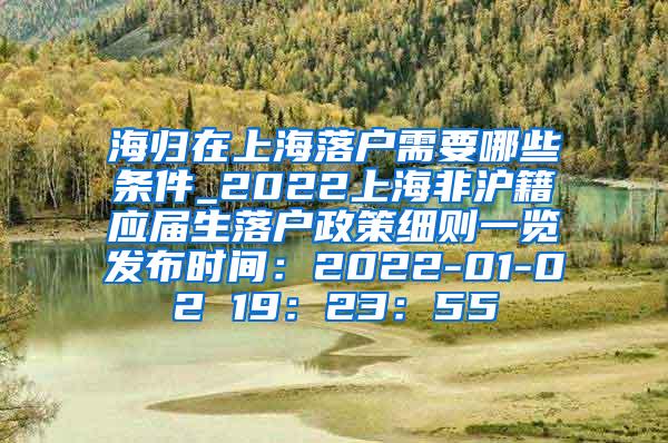 海归在上海落户需要哪些条件_2022上海非沪籍应届生落户政策细则一览发布时间：2022-01-02 19：23：55