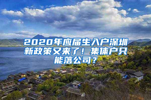 2020年应届生入户深圳新政策又来了！集体户只能落公司？