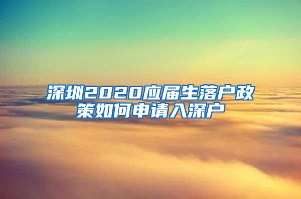 深圳2020应届生落户政策如何申请入深户