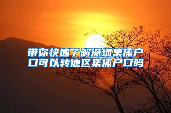 带你快速了解深圳集体户口可以转他区集体户口吗