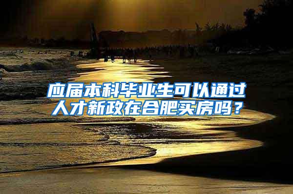 应届本科毕业生可以通过人才新政在合肥买房吗？