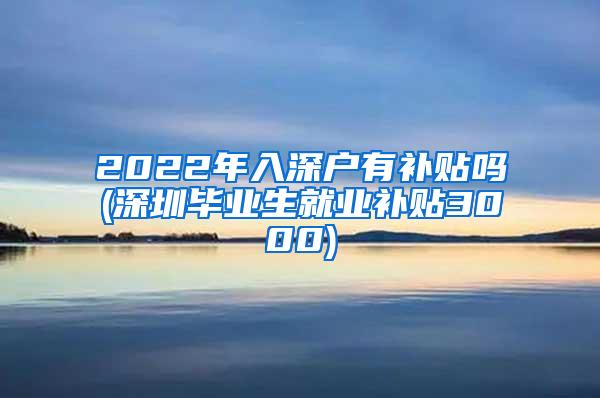 2022年入深户有补贴吗(深圳毕业生就业补贴3000)