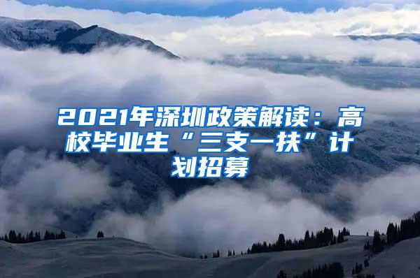 2021年深圳政策解读：高校毕业生“三支一扶”计划招募