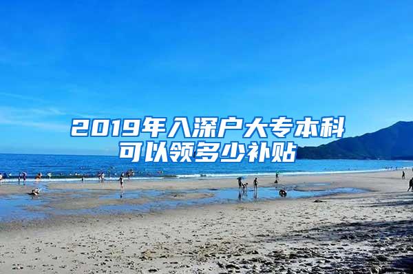 2019年入深户大专本科可以领多少补贴