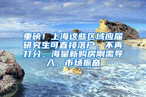 重磅！上海这些区域应届研究生可直接落户，不再打分，海量新购房刚需导入，市场振奋