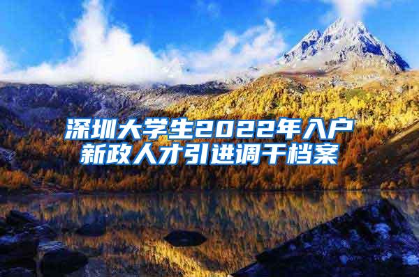 深圳大学生2022年入户新政人才引进调干档案