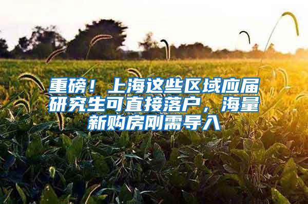 重磅！上海这些区域应届研究生可直接落户，海量新购房刚需导入