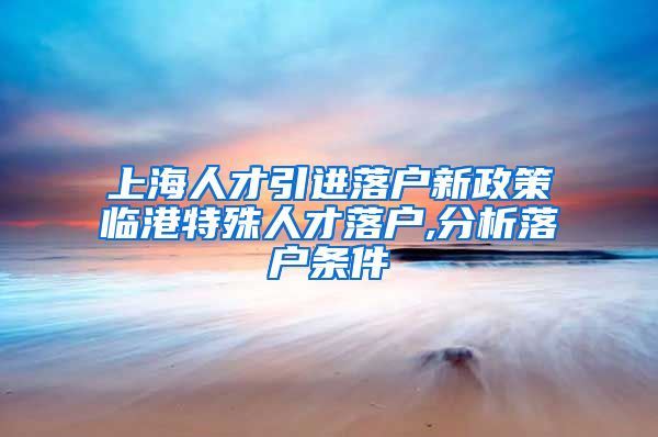 上海人才引进落户新政策临港特殊人才落户,分析落户条件