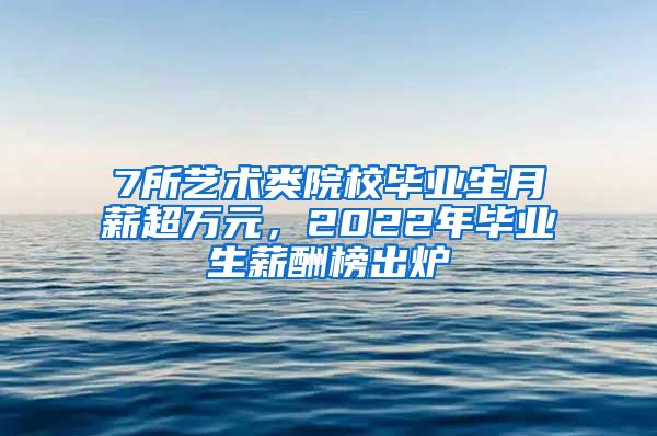 7所艺术类院校毕业生月薪超万元，2022年毕业生薪酬榜出炉