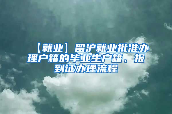 【就业】留沪就业批准办理户籍的毕业生户籍、报到证办理流程