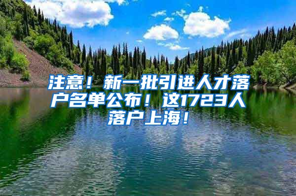 注意！新一批引进人才落户名单公布！这1723人落户上海！