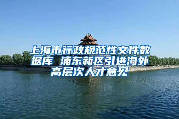 上海市行政规范性文件数据库 浦东新区引进海外高层次人才意见