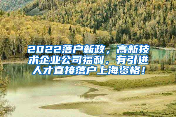 2022落户新政，高新技术企业公司福利，有引进人才直接落户上海资格！