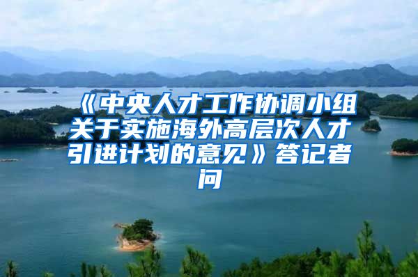 《中央人才工作协调小组关于实施海外高层次人才引进计划的意见》答记者问