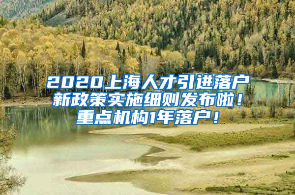 2020上海人才引进落户新政策实施细则发布啦！重点机构1年落户！