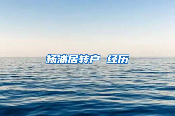 杨浦居转户 经历