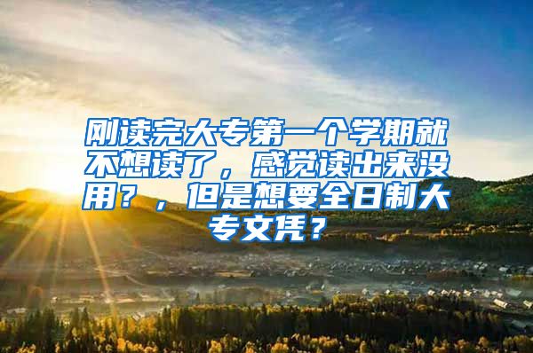 刚读完大专第一个学期就不想读了，感觉读出来没用？，但是想要全日制大专文凭？