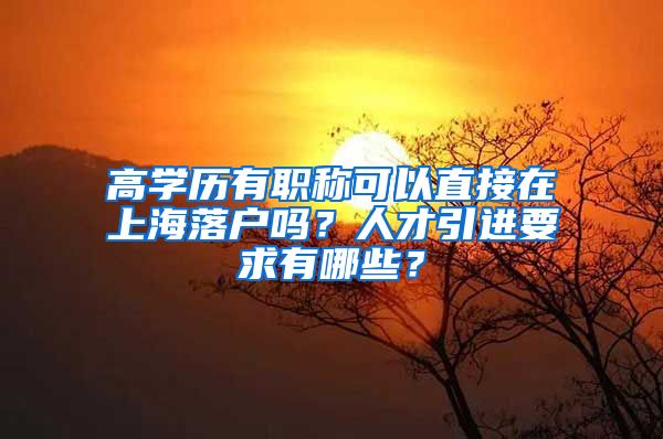 高学历有职称可以直接在上海落户吗？人才引进要求有哪些？