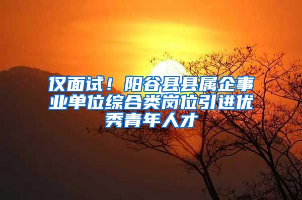 仅面试！阳谷县县属企事业单位综合类岗位引进优秀青年人才