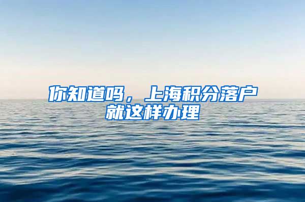 你知道吗，上海积分落户就这样办理