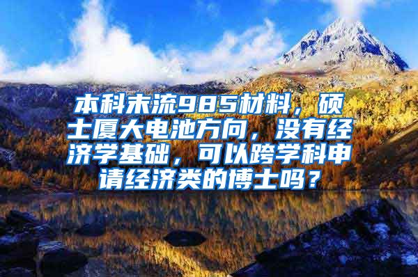 本科末流985材料，硕士厦大电池方向，没有经济学基础，可以跨学科申请经济类的博士吗？