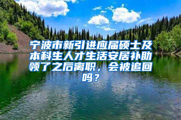 宁波市新引进应届硕士及本科生人才生活安居补助领了之后离职，会被追回吗？