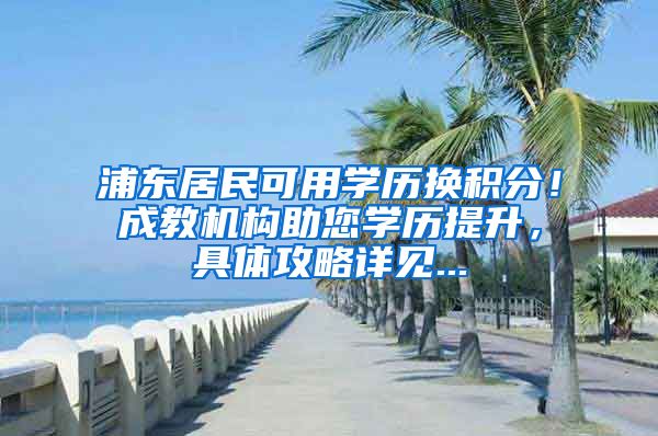 浦东居民可用学历换积分！成教机构助您学历提升，具体攻略详见...