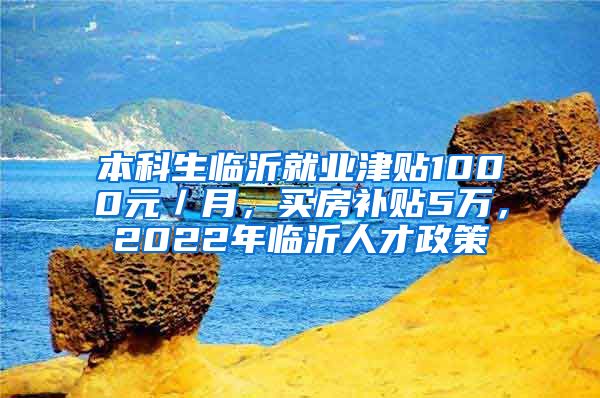 本科生临沂就业津贴1000元／月，买房补贴5万，2022年临沂人才政策