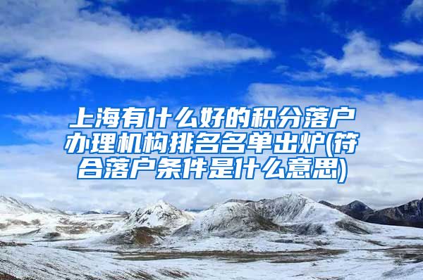 上海有什么好的积分落户办理机构排名名单出炉(符合落户条件是什么意思)