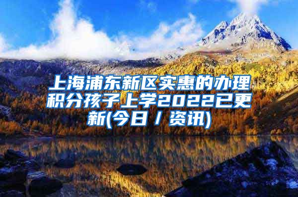 上海浦东新区实惠的办理积分孩子上学2022已更新(今日／资讯)